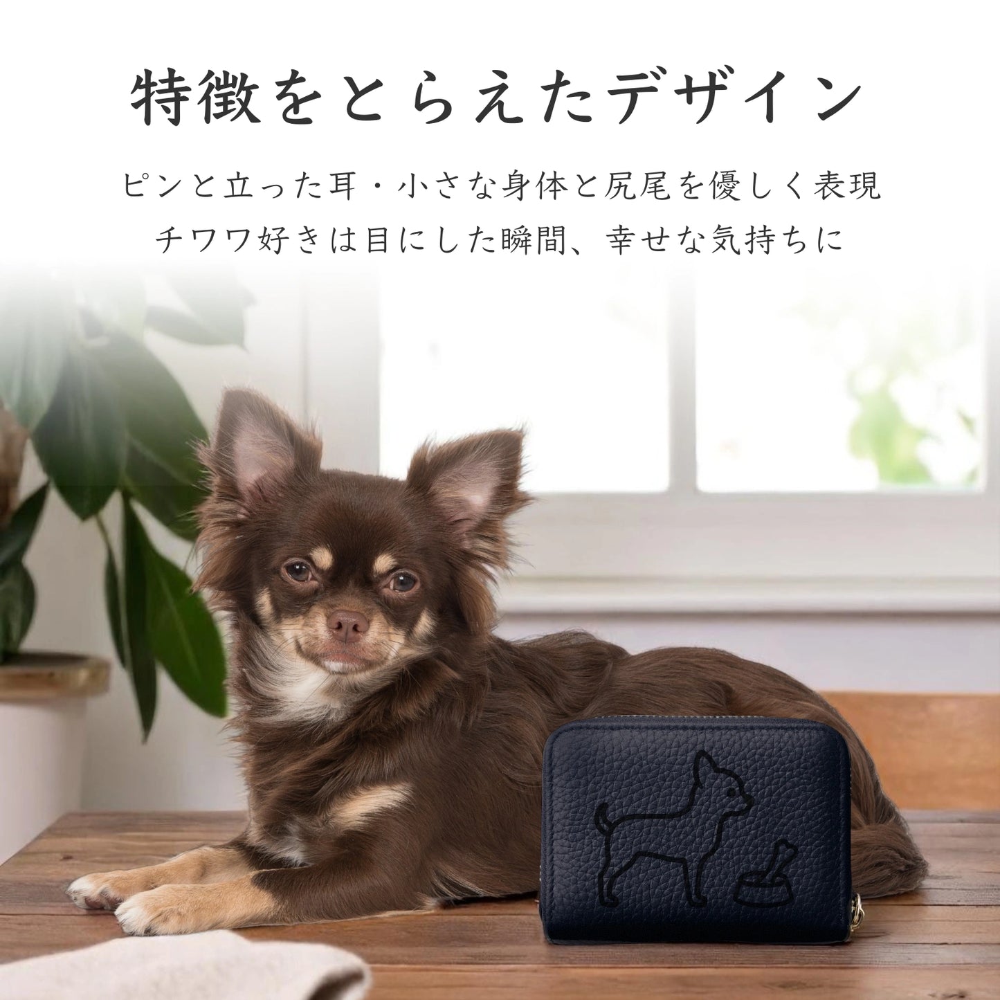 Mini Leather Wallet [チワワ]
