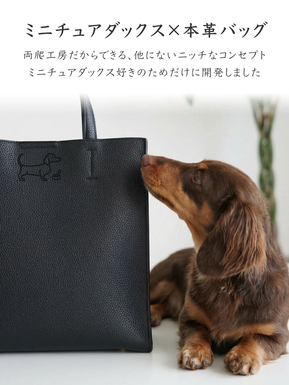 【受注生産】Leather Handbag [ミニチュアダックス]