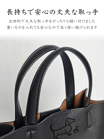 【受注生産】Leather Handbag [ミニチュアダックス]