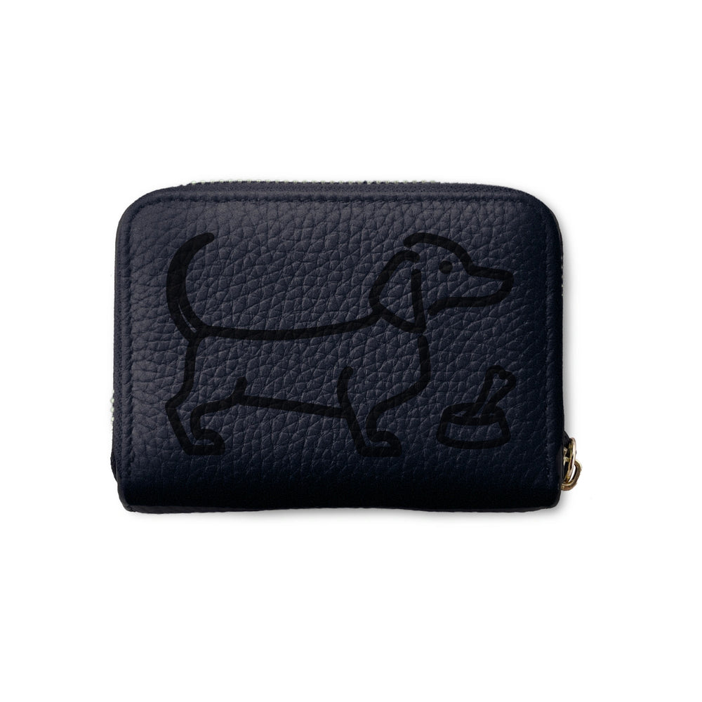 ミニチュアダックス 本革ミニ財布 ブラック