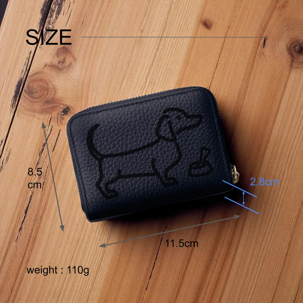 ミニチュアダックス 本革ミニ財布 ブラック